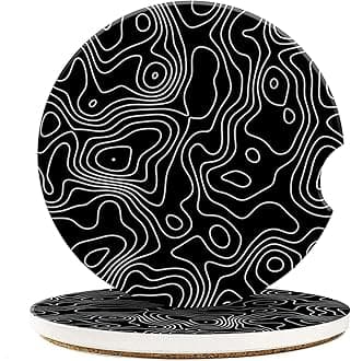 Car Cup Coaster Topographic Contour Car Coaster for Cup Holders Universal Non-Slip Ceramic Vehicle Interior Accessories 2 Pack 2.56 Inch