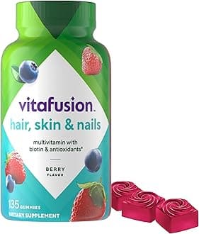 Gorgeous Hair, Skin & Nails Multivitamin Gummy Vitamins, plus Biotin and Antioxidant vitamins C&E, Raspberry Flavor, 135ct (45 day supply), from America’s Number One Gummy Vitamin Brand