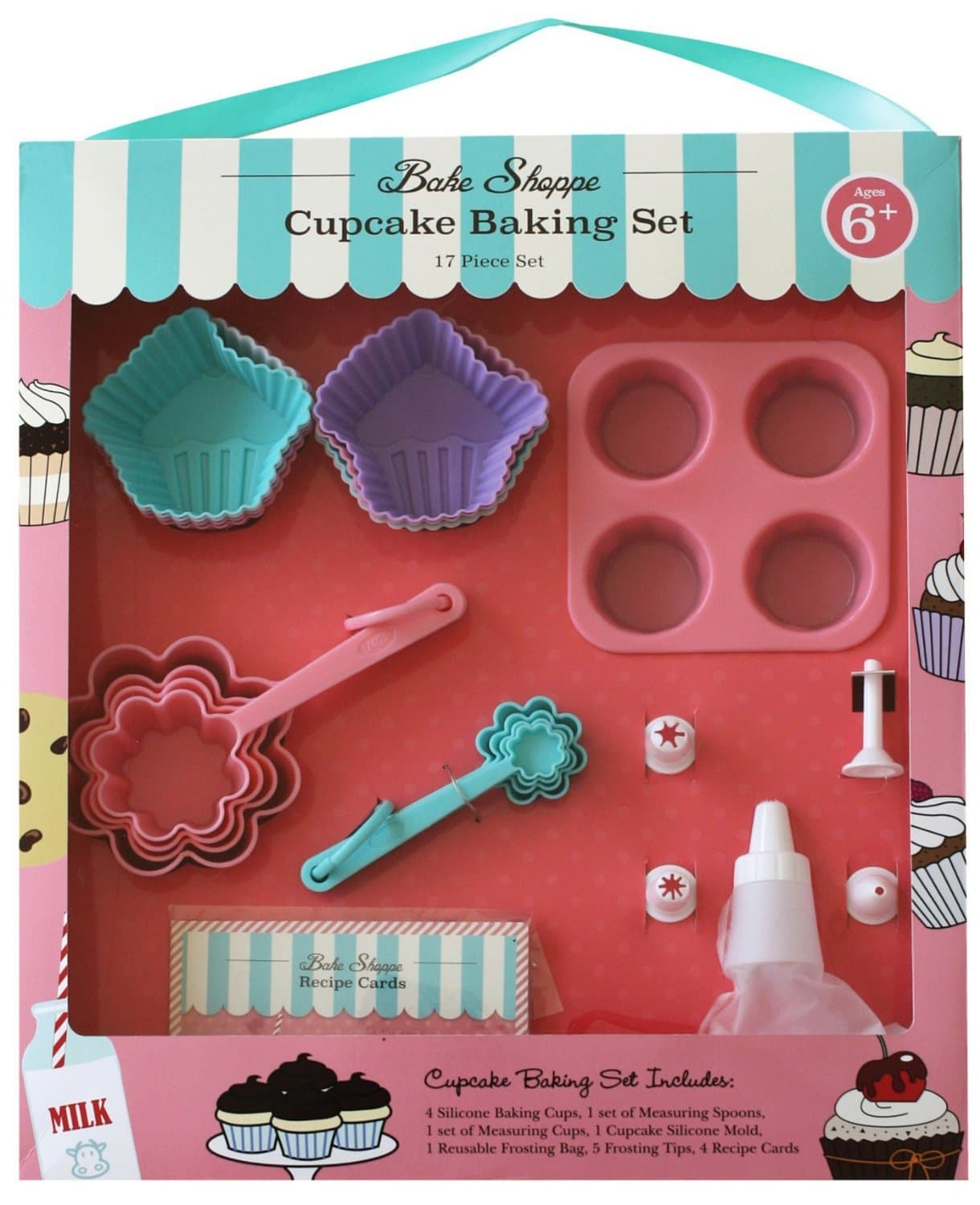Handstand Kitchen Bake Shoppe 17-piece Real Cupcake Baking Set with Recipes for Kids