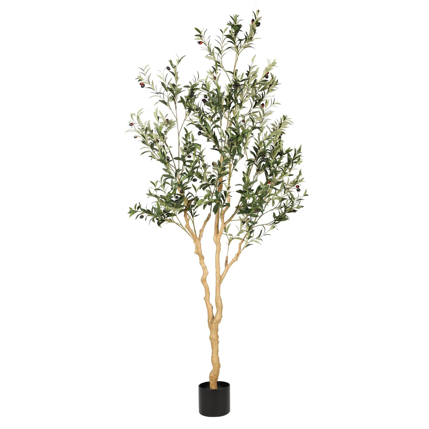 Realead Faux Olive Tree 7ft - Realistic Tall Olive Trees Artificial Indoor - Large Fake Olive Tree with Natural Wood Trunk and Lifelike Leaves - Artificial Olive Tree for Home Office Decor