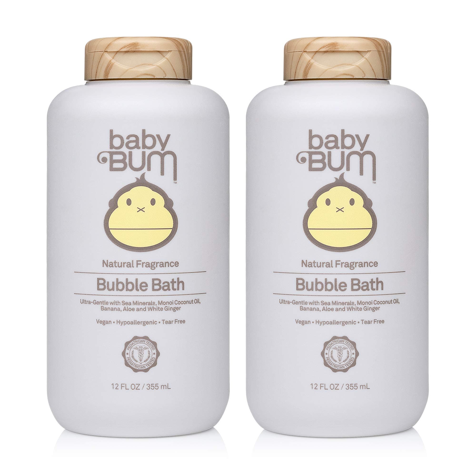 Baby Bum Bubble Bath | Tear Free Foaming Bubble Bath for Sensitive Skin with White Ginger| Natural Fragrance | Gluten Free and Vegan | 12 FL OZ | 2 Pack