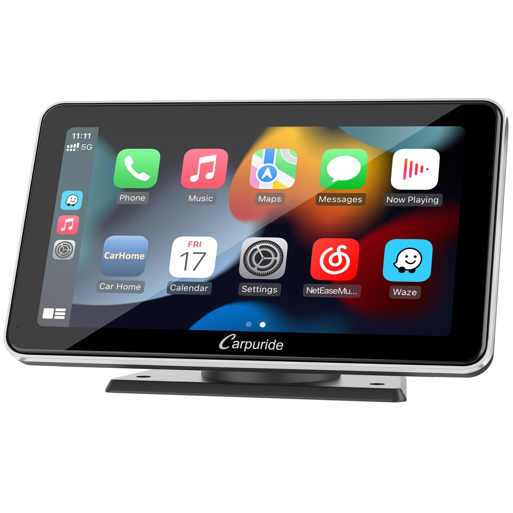 CARPURIDE Car Audio Receiver, Wireless Apple Carplay and Android Auto Car Stereo, 7'' IPS Touchscreen Multimedia Player & Bluetooth 5.0 Audio Hands Free Calling, Mirror Link/GPS/Siri/Google （Silver）