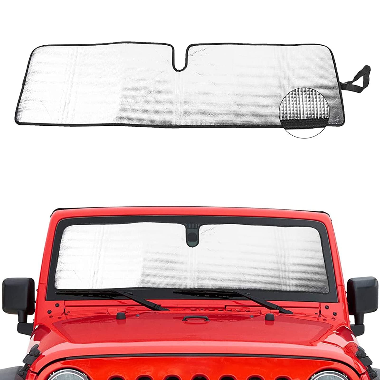 Windshield Sunshade Sun Shade Heat Shield Sun Visor Mat for Jeep Wrangler Rubicon Sahara TJ JK JKU 2 Door & 4 Door