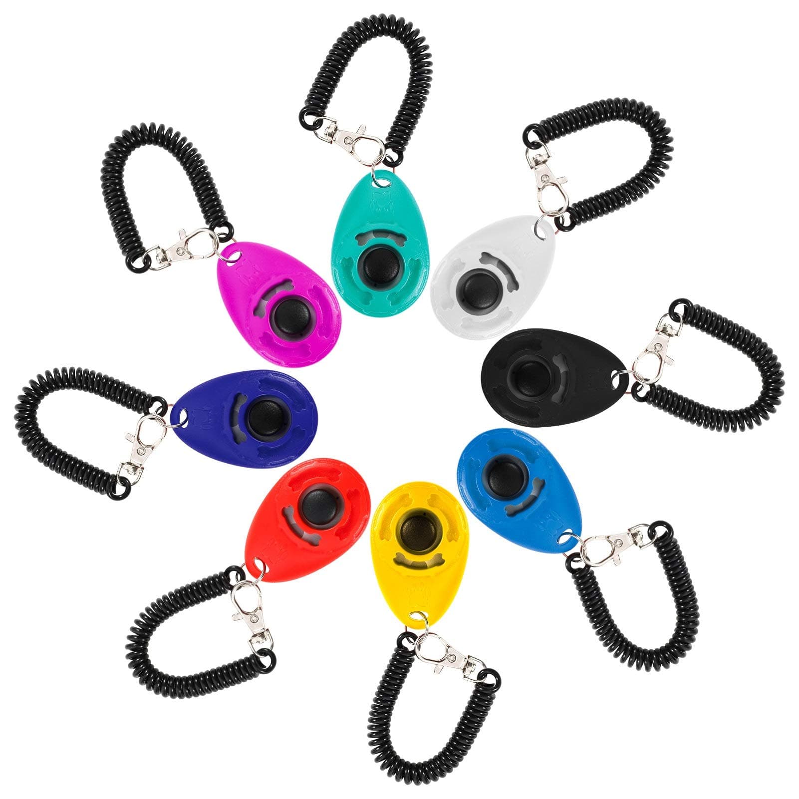 8 Pack Dog Training Clicker with Wrist Strap and Big Button Effective Behavioral Training Tool for Dogs Cats Birds Horse and Other Pets(Multi-Color)