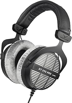 DT 990 PRO Over-Ear Studio Monitor Headphones - Open-Back Stereo Construction, Wired (80 Ohm, Grey)