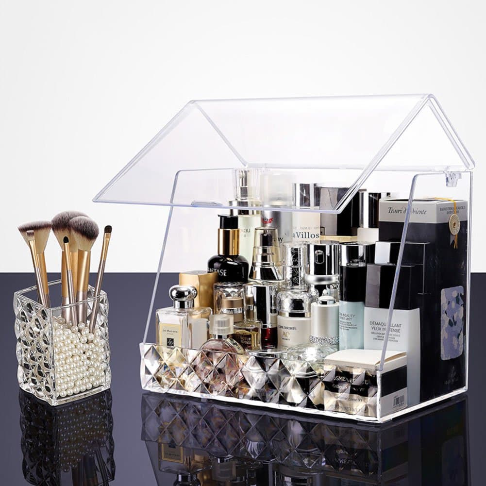 Cosmetic storage box bathroom makeup organizer makeup transparent white makeup brush storage drawer acrylic girlfriend gift surprise boys for girls lipstick holder storage box nail polish display rack multifunction shelf-H
