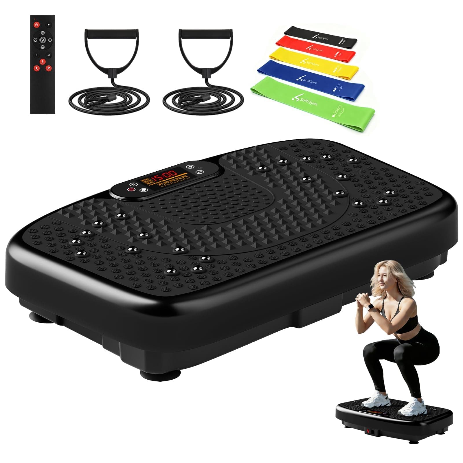 Vibration Plate Exercise Machine for Lymphatic Drainage,Power Vibrate Stand Shake Board 450 Lbs Capacity Whole Body Workout Waver with Fitness Resistance Bands Weight Loss Gifts for Women Men