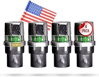 Tire Pressure Monitoring Valve Caps Sensor Gauge - Advanced Detection System, 26 PSI Sensing Air Alert Indicator for Cars, Trailers, Bikes - Chrome-Plated, Pack of 4