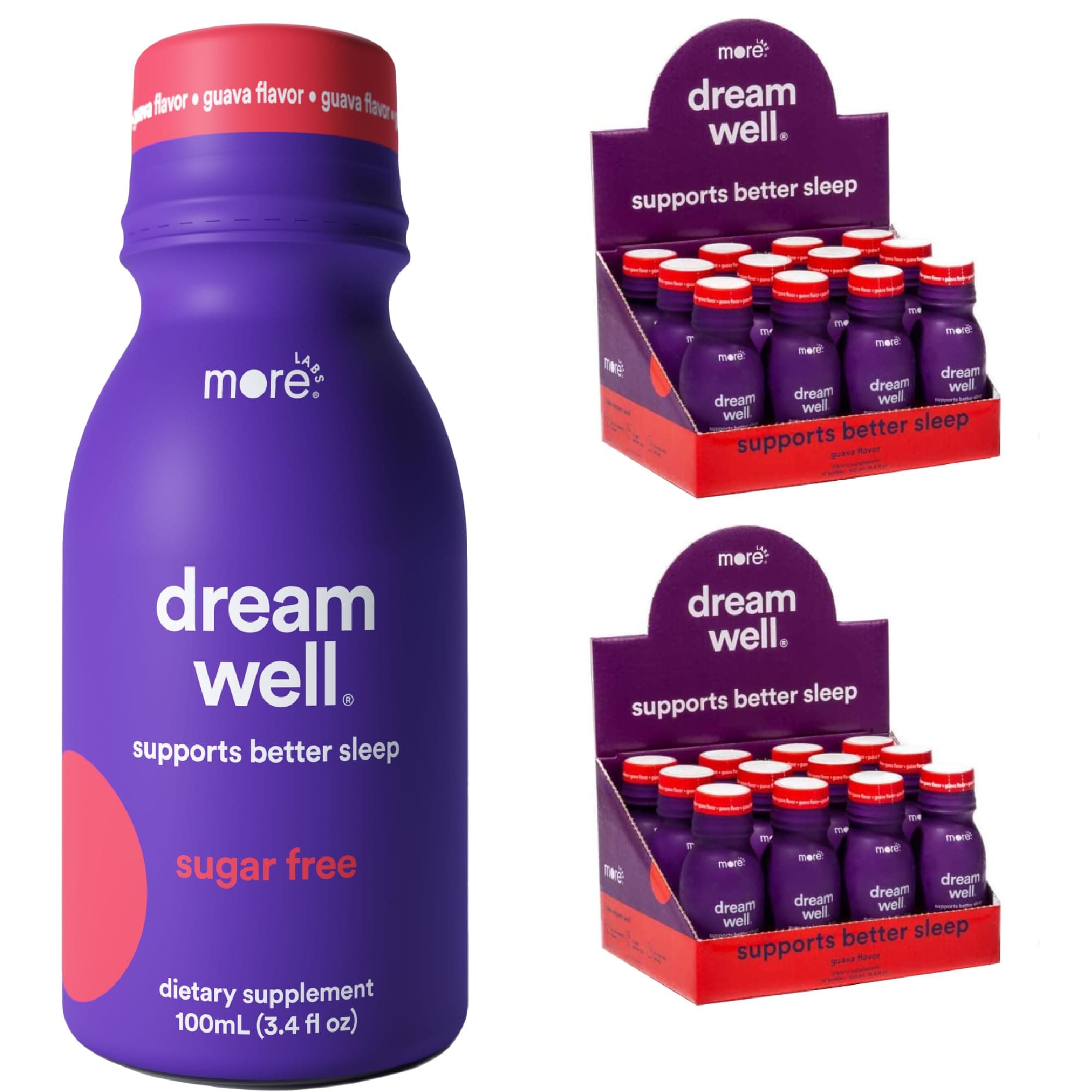 Dream Well, 5MG Melatonin Holistic Sleep Drink Solution, Non-Habit Forming with 5HTP, Lemon Balm, Jujube Seed, Glycine (Pack of 24)