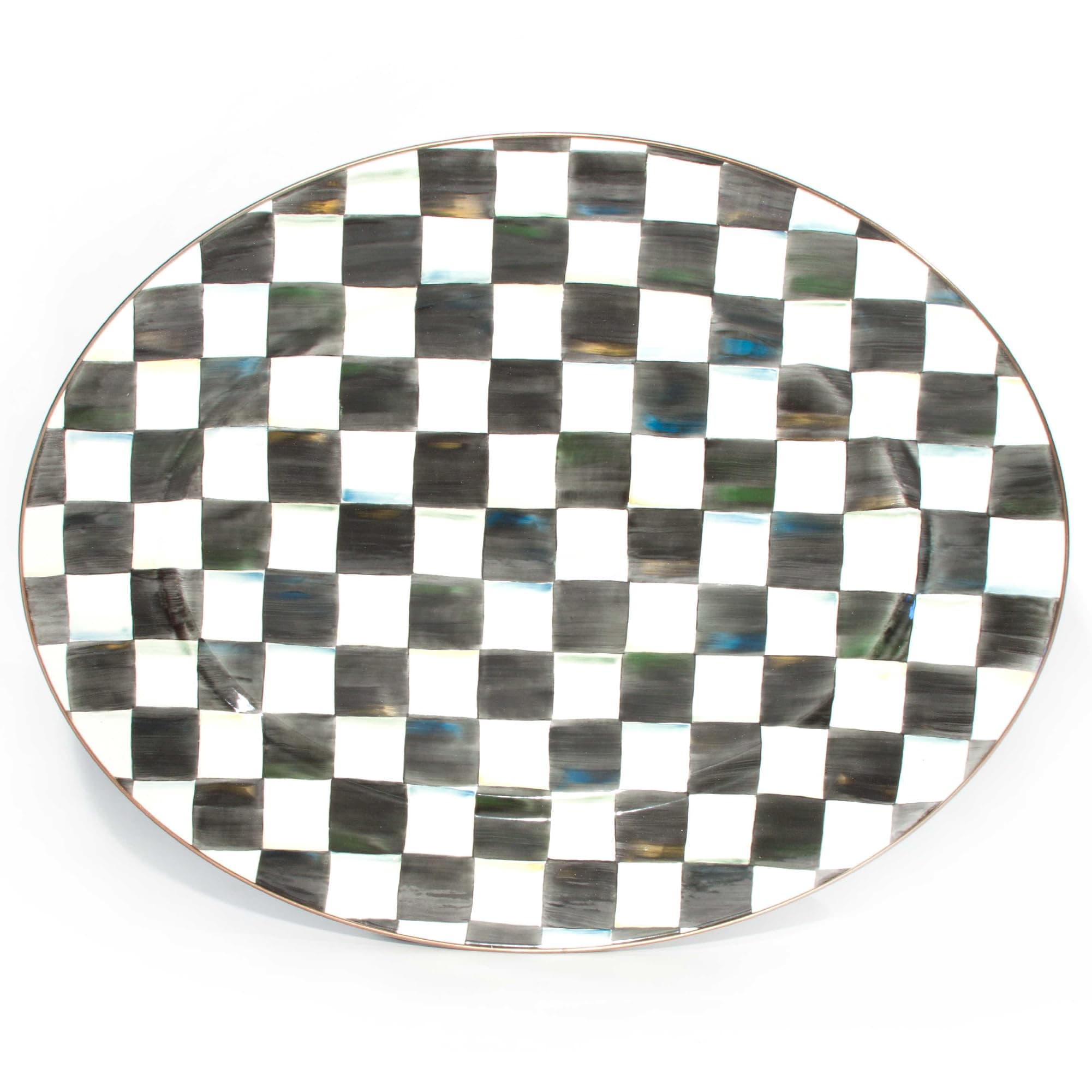 Courtly Check Enamel Oval Platter - Large