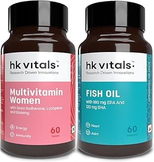 hk vitals Fish Oil Omega 3 Capsule 1000mg, (60 Capsules) & Multivitamin For Women (60 Tablets) Combo Pack
