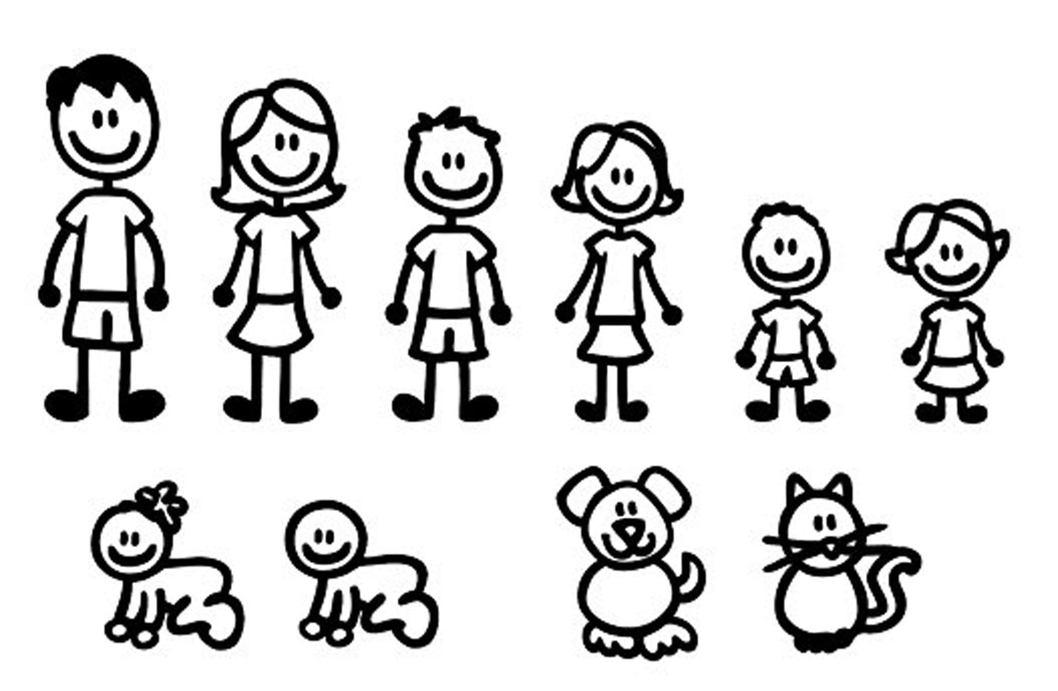 (White) 10 Stick Figure Family