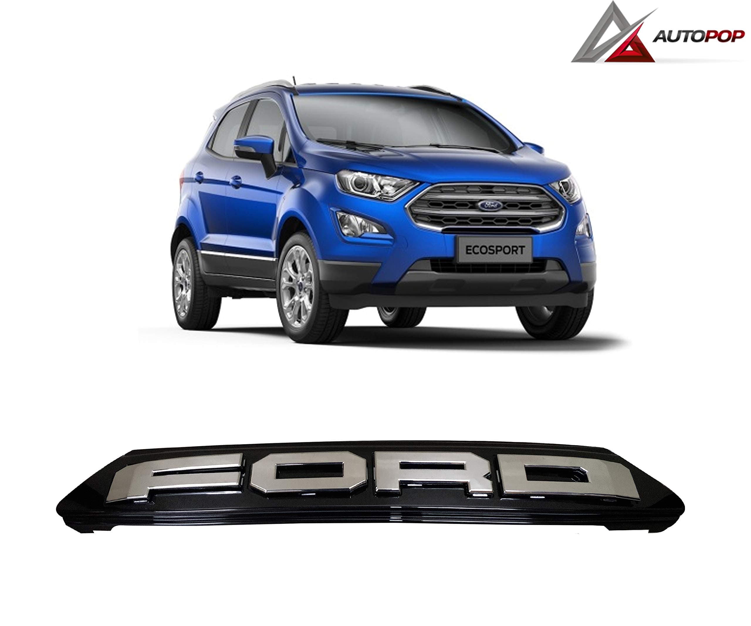 AutoPop Black Front Grill with Bold Ford Text for Ford Ecosport