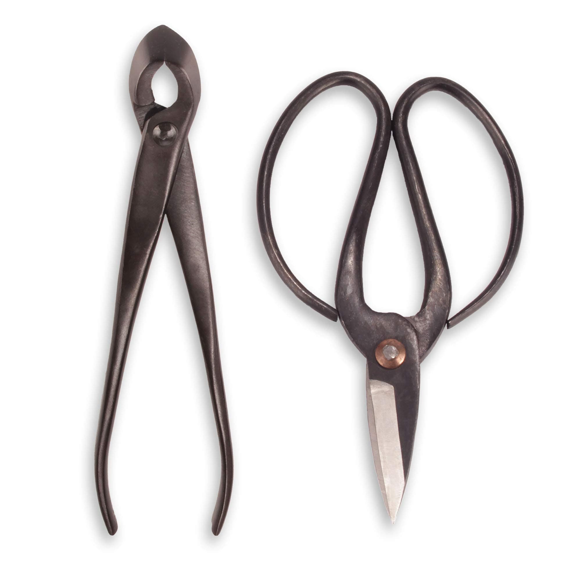 Thinkbamboo Bonsai Basics Set - 8" Concave Cutter, 7" Heavy Duty Shear, And Bamboo Brush