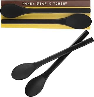 HONEY BEAR KITCHEN Silicone Stirring Spoon (Set of 2, Black Bear Black) for Coffee & Tea