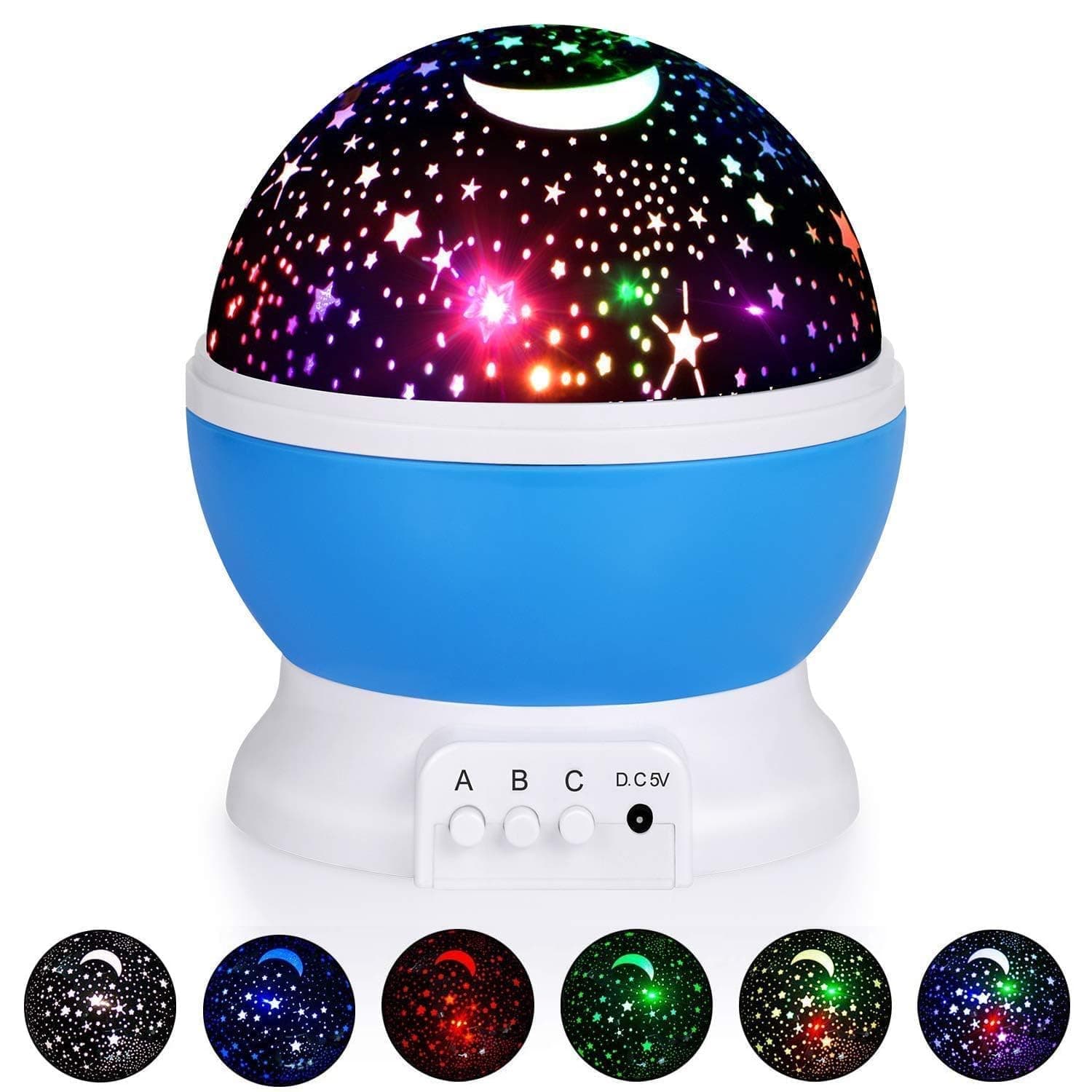 Plastic Star Moon Night Light Rotating Led Star Moon Night Projector Lamp Light Dream Color Changing Bed Light Lamp (Multi Colour)