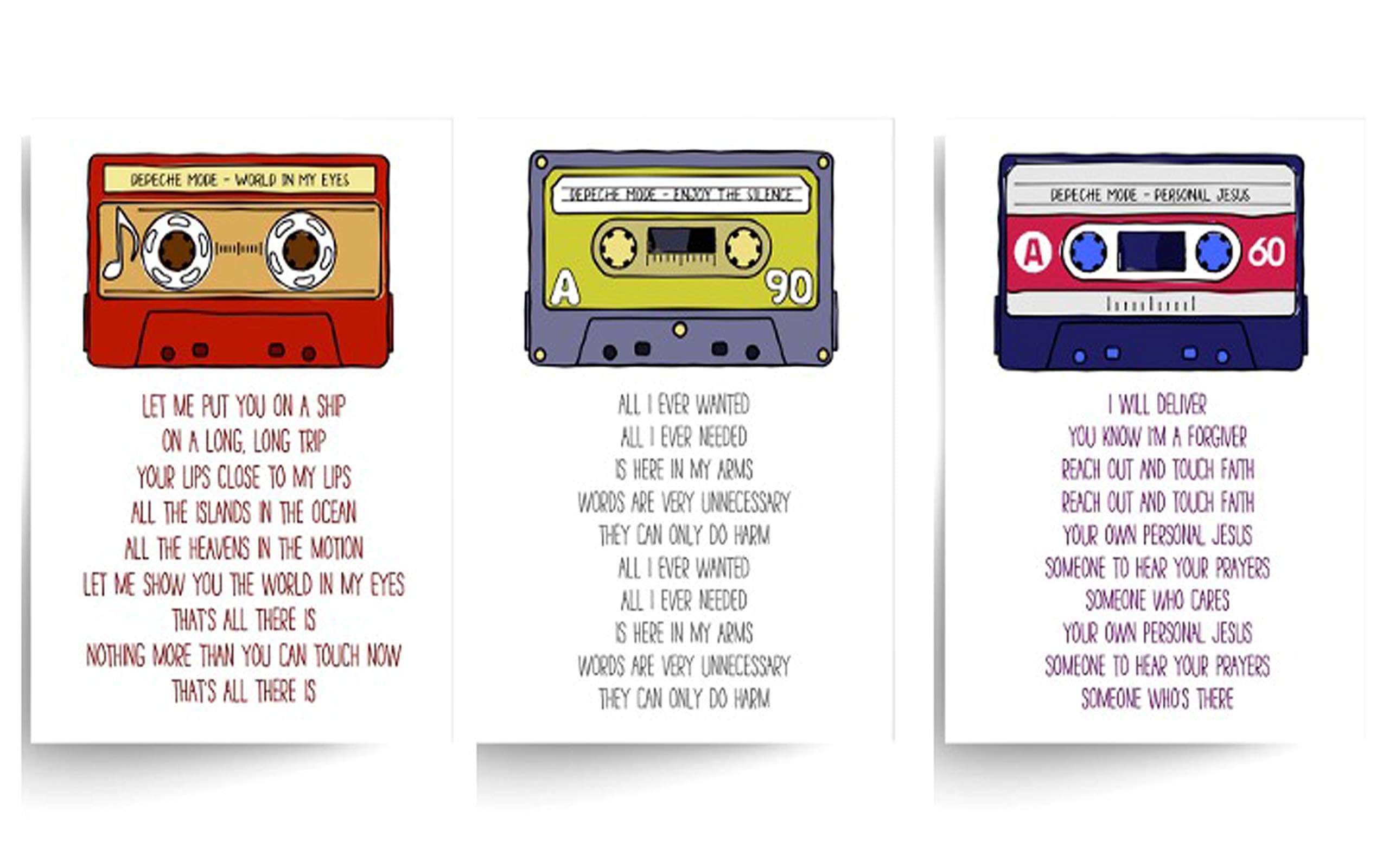 Set of 3 Depeche Mode Violator Lyrics Unframed Prints