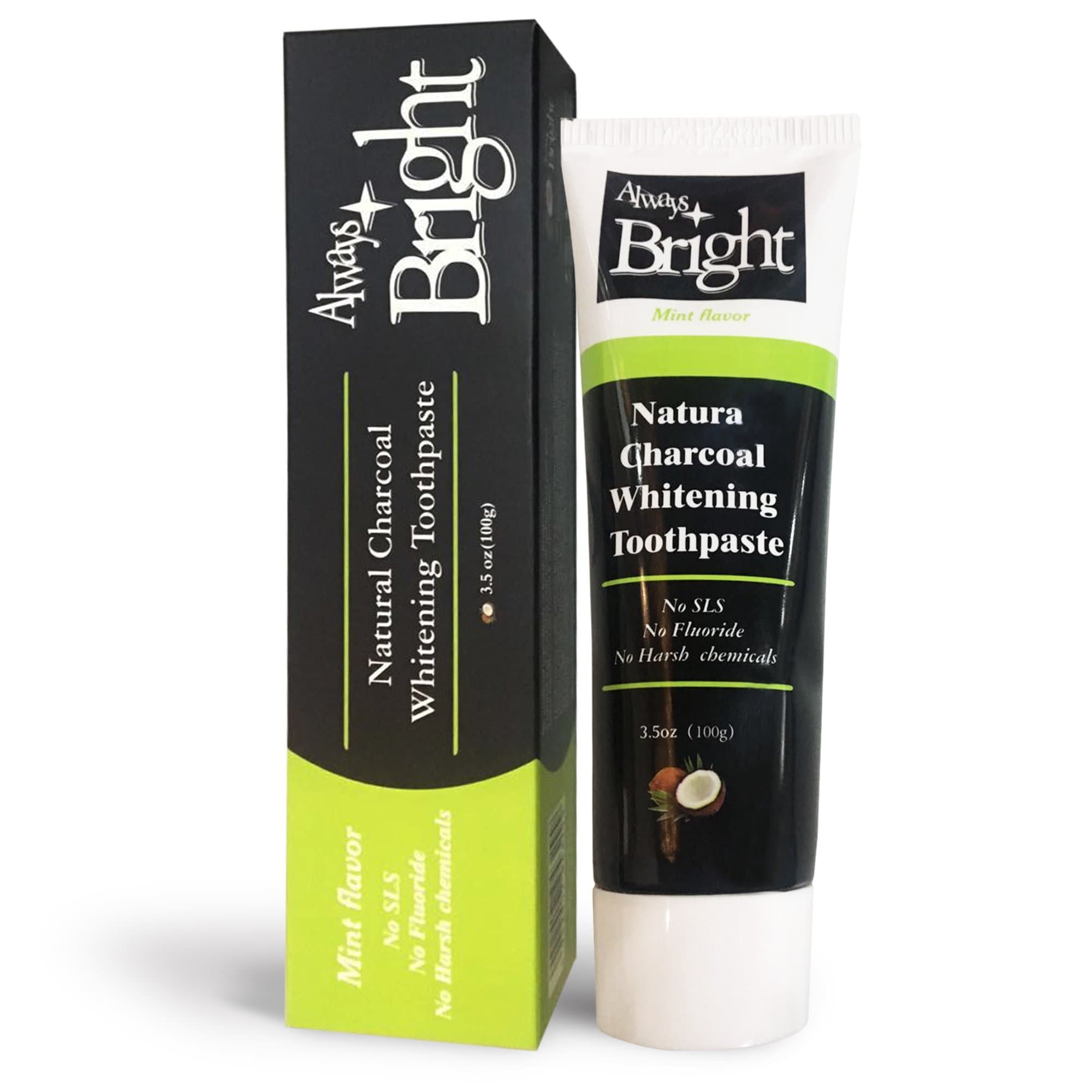 Activated Charcoal Teeth Whitener Toothpaste - Organic Bamboo Charcoal Toothpaste - New Intensive Natural Formula for Teeth Whitening with Coconut Oil and Bicarbonate – Mint Flavor