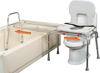 Eagle Health Supplies Toilet-to-Tub Transfer Bench with Cut Out Seat, FSA/HSA Eligible Sliding Shower Chair for Elderly and Disabled, Height Adjustable Shower Seats for Adults Inside Shower, 77993