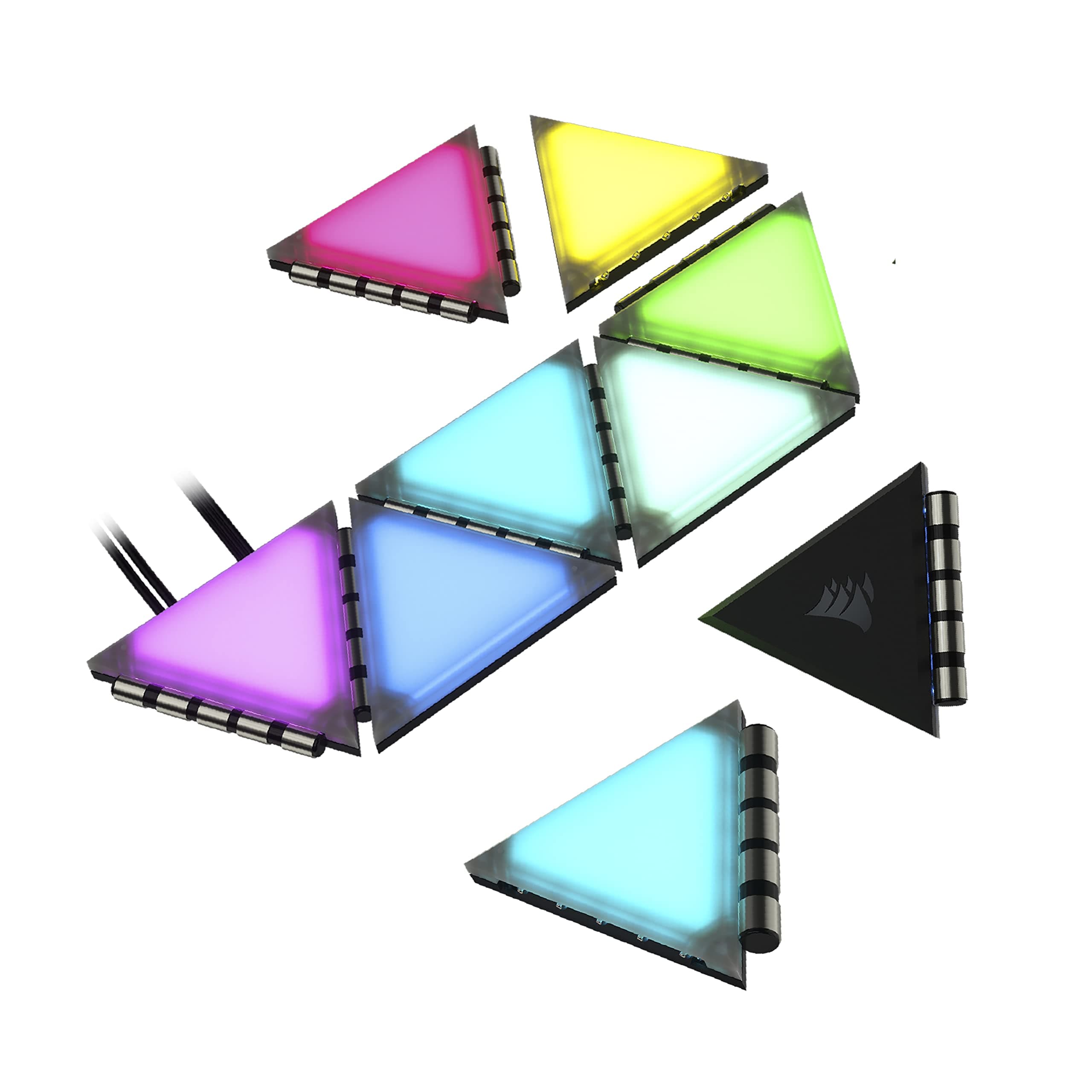 iCUE LC100 Case Accent Lighting Panels - Mini Triangle - 9X Tile Expansion Kit (81 RGB LEDs with Light Diffusion, Simple Magnetic Attachment) Clear