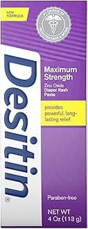 Desitin Maximum Strength Zinc Oxide Diaper Rash Paste, 4 Ounce (Pack of 3)