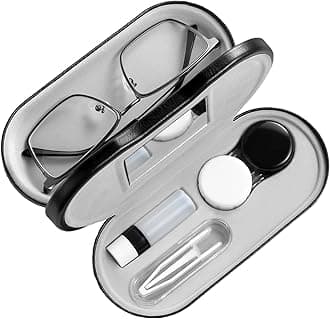 AITIME 2 in 1 Double Sided Portable Contact Lens and Eyeglasses Case - Marbling, Multifunction, Durable, Compact, Portable Storage Kit