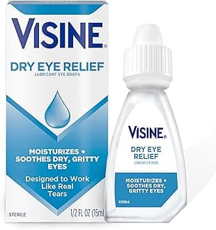 Visine Dry Eye Relief Lubricant Eye Drops, Artificial Tears with Polyethylene Glycol to Moisturize and Soothe Irritated, Gritty and Dry Eyes, Designed to Work Like Real Tears, 0.5 fl. oz