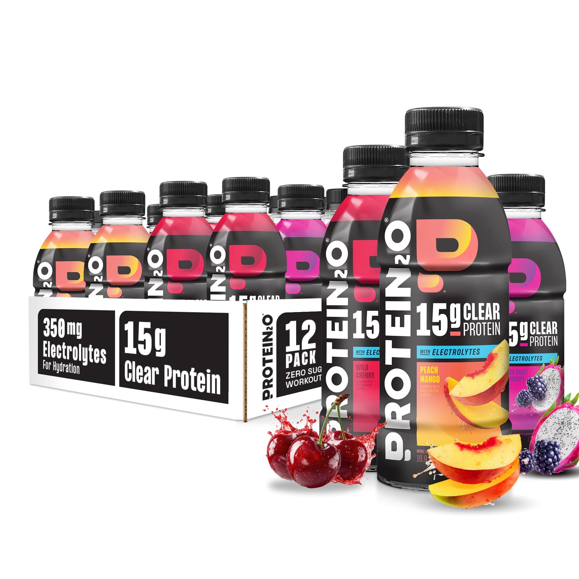 Hydration Drink - 2-in-1 Liquid Clear Whey Protein Isolate and Electrolyte Drink - 15g Protein, Vitamins B5, B6 - Post-Workout Recovery - 16.9 Fl Oz - 12 Count Flavor Fusion Variety Pack