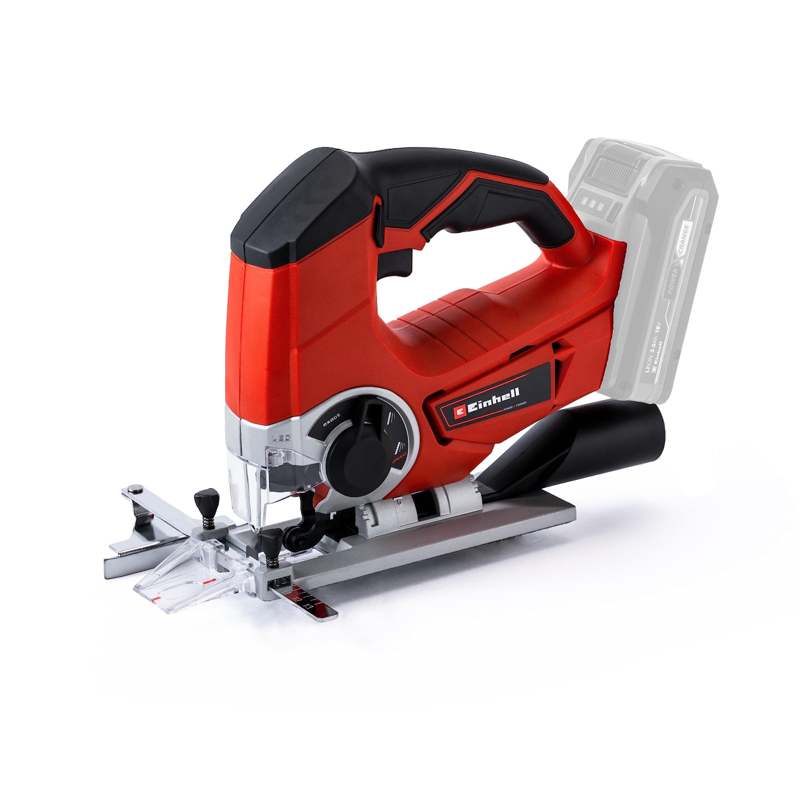 Einhell Cordless Jigsaw 18V Power X-Change, with Angle Adjustment - Battery Powered Electric Saw to Cut Wood, Plastic and Metal, Without Battery TE-JS 18/80 Li