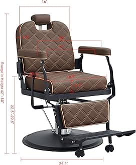 Classic Barber Chair for Barbershop, Heavy Duty Salon Chair for Hair Stylist, Hydraulic Reclining Tattoo Equipment