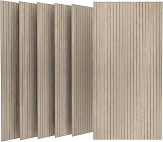 UMIACOUSTICS 6 Packs Acoustic Panel,48 x 24 x 0.4 Inches Sound Absorbing Door Panel,Decorative Noise Canceling Wall Panels Equidistant Slot for Room,Home Theater,Studio (Light Tan)