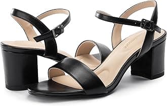 Classic Block Heel Sandals for Women, Comfortable Open Toe Low Chunky Heels [Size Runs Small, 1 Size Up]
