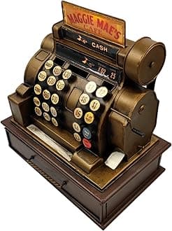 Vintage Cash Register Model Piggy Bank Money Bank Storage Box Jewelry Box Ring Trinket Case Cabinet Figurine Cafe Bar Window Decor Model Home Desk Decoration