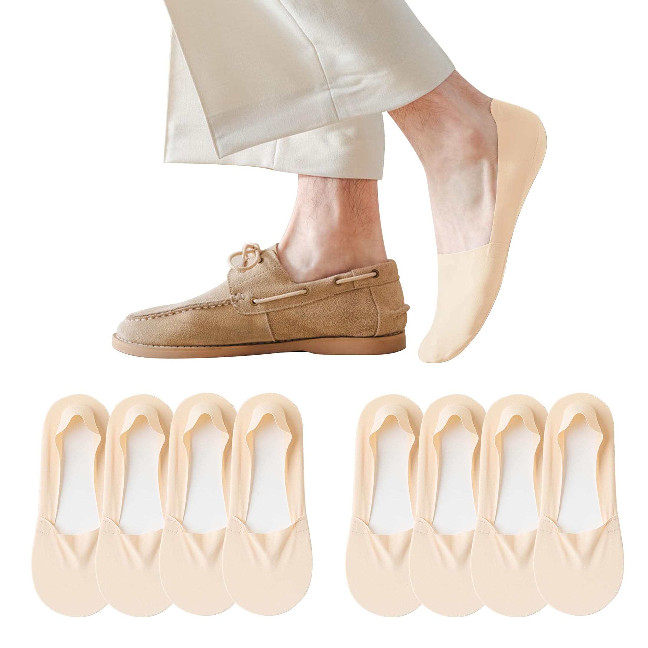4 Pack Mens No Show Socks Thin Non Slip Low Cut Liner Socks Invisible for Flats Boat