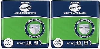KareIn Classic Adult Diaper Pants, XXL-XXXL, 101-165 Cm (40"- 65"), 20 Count, Unisex, Leakproof, Elastic Waist, Wetness Indicator
