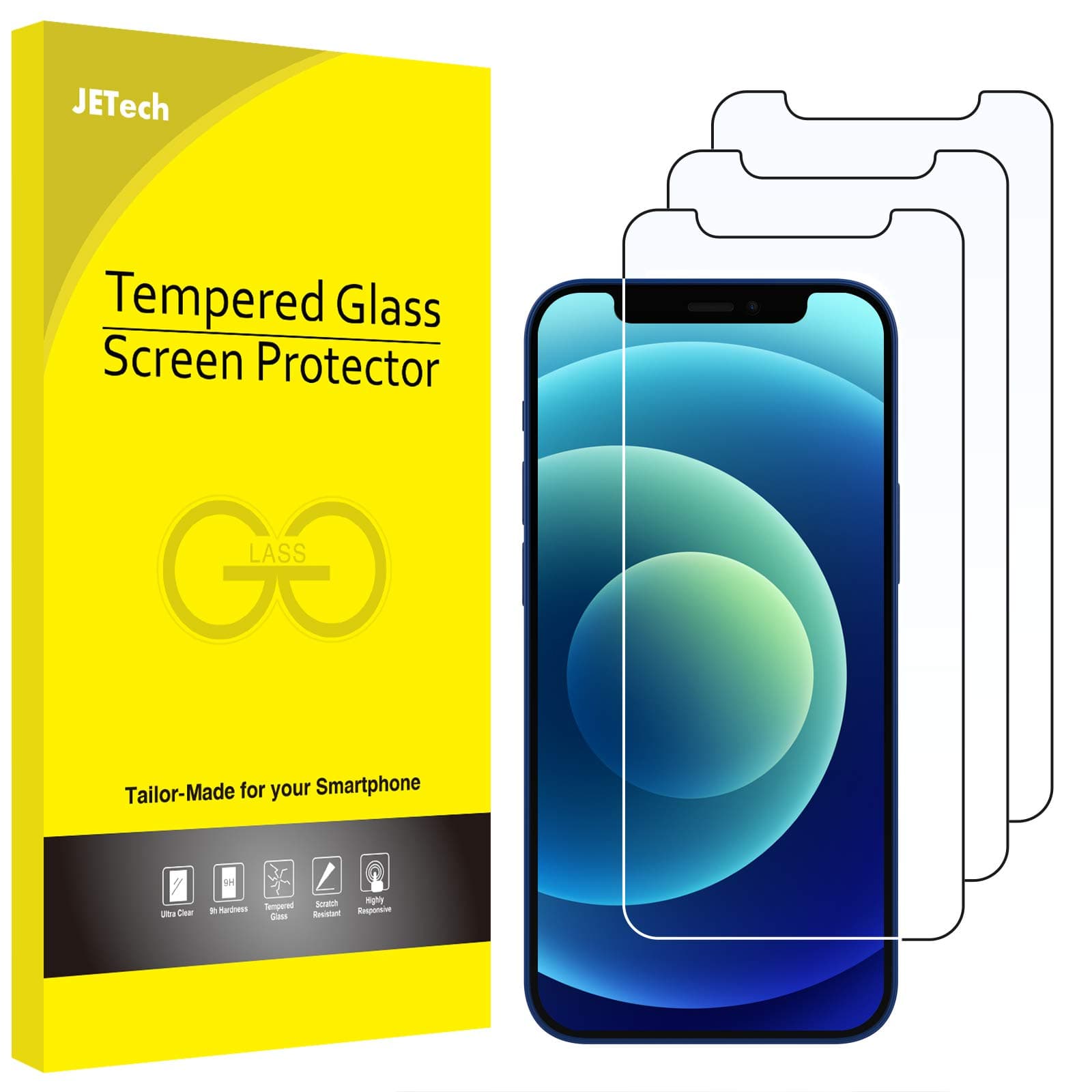 Screen Protector for iPhone 12 mini 5.4-Inch, Tempered Glass Film, 3-Pack