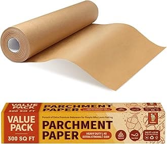 Katbite Parchment Paper Heavy Duty Unbleached Baking Parchment Roll, 38CM x 74M, Non Stick Baking Paper Roll for Baking, Cooking, Freezing, for Oven, Kitchen, Air Fryer, Freezer, Pastry