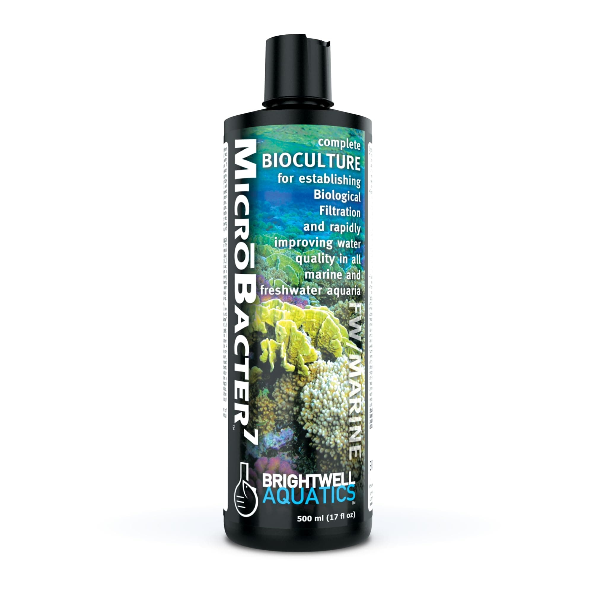 Brightwell Aquatics MicroBacter7 Complete Bioculture for Fish Tank or Aquarium - Populates Biological Filter Media for Saltwater and Freshwater Fish - Aquarium Water Treatments, 16.9 fl oz