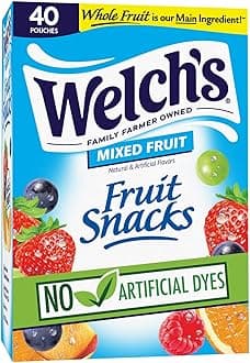 Welch's Fruit Snacks, Mixed Fruit, Gluten Free, Bulk Pack, Individual Single Serve Bags, 0.8 oz (Pack of 40)