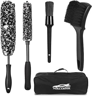 NIKCOSMK Wheel Brush, Wheel & Rim Cleaner Brush, Tire Brush, Wheel Cleaning Brush, Bendable & Durable Car Wheel Brush Set, Car Detailing Brushes, Wheel Brushes for Cleaning Wheels