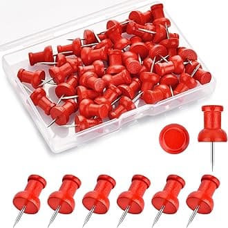 40Pcs Wood Push Pins, Decorative Thumb Tacks, Wooden Pins and Tacks, Cork Board Thumbtacks, Cute Thumbtack for Wall and Bulletin Board, Map Pins