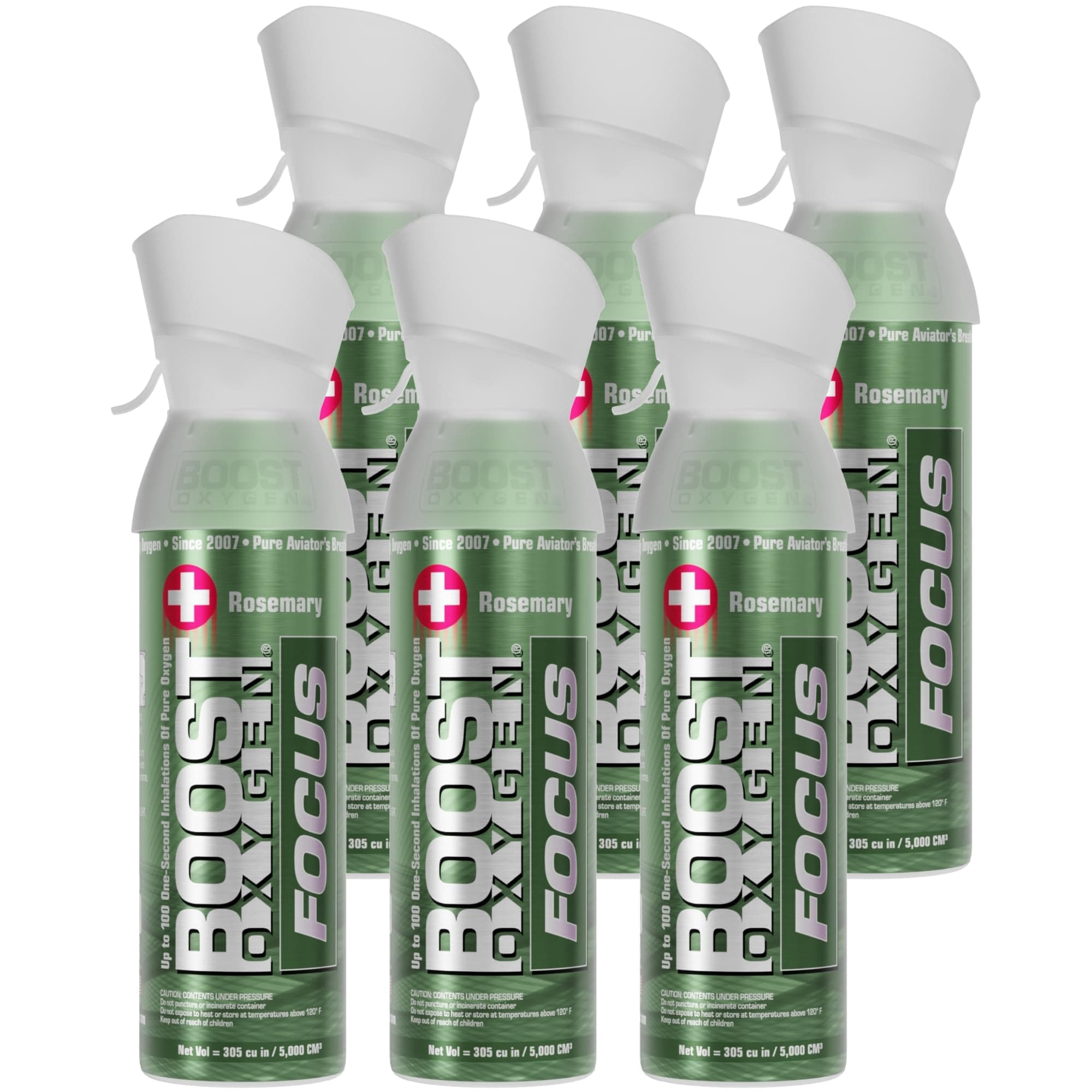 Boost Oxygen Medium Focus Rosemary Aroma 5L Canister | Respiratory Support for Aerobic Recovery, Altitude, Performance & Health (6 Pack)