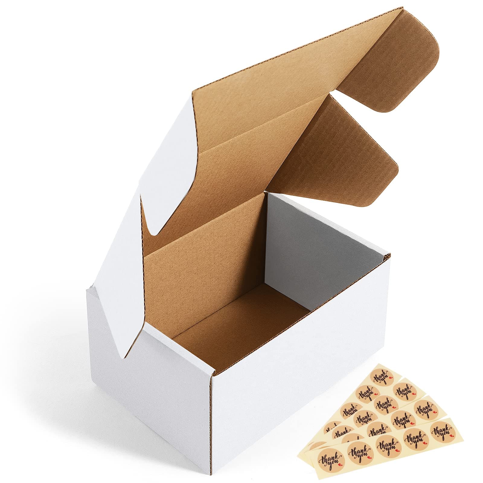 Eupako 6x4x3 Shipping Boxes Small Corrugated Cardboard Box - 25 Pack White Mailing Boxes for Packaging Small Business, Mailer Box