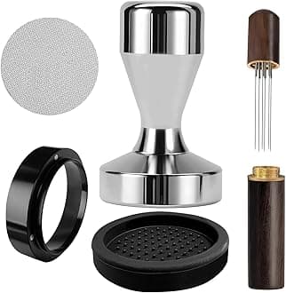 51mm Espresso Tamper, Coffee Tamper Set, 51mm tamper with Wdt Tool, Espresso Tamper Mat, Espresso Dosing Funnel, 51mm Espresso Puck Screen, Espresso Accessories for Espresso Coffee Machine