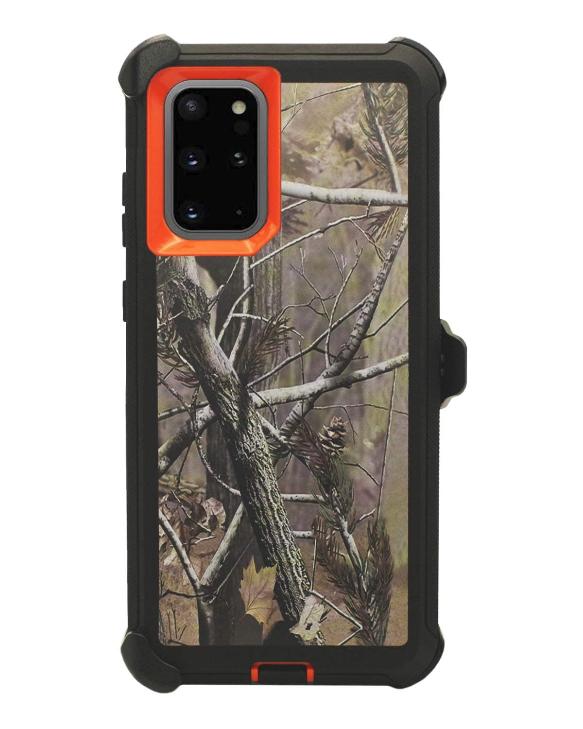 Case for Galaxy Note 20 Ultra (6.9") Heavy Duty Full Body Military Grade Drop Protection Carrying Cover Holder | Holster for Men Belt with Clip Stand – Camouflage/Orange