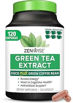 Zenwise Health Green Tea Extract Capsules for Men & Women - EGCG Supplement with Green Coffee Bean Extract Boosts Energy & Memory - Immune Support for Skin, Brain & Hearth Health - Vegan - 120 Count