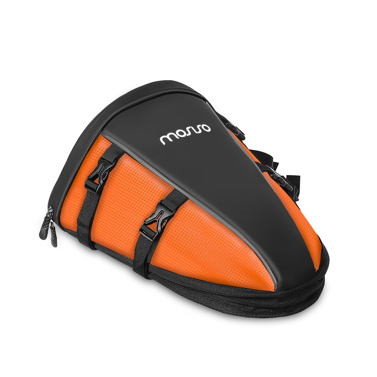 MOSISO Motorcycle Tail Bag Multifunctional Waterproof Polyester Storage Saddle Bag, 10L Outdoor Sports Motorbike Rear Seat Light Tank Handbag Tool Carry Pouch with Shoulder Strap, Orange