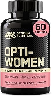 Optimum Nutrition Opti-Women, Vitamin C, Zinc and Vitamin D for Immune Support Womens Daily Multivitamin Supplement with Iron, Capsules, 120 Count