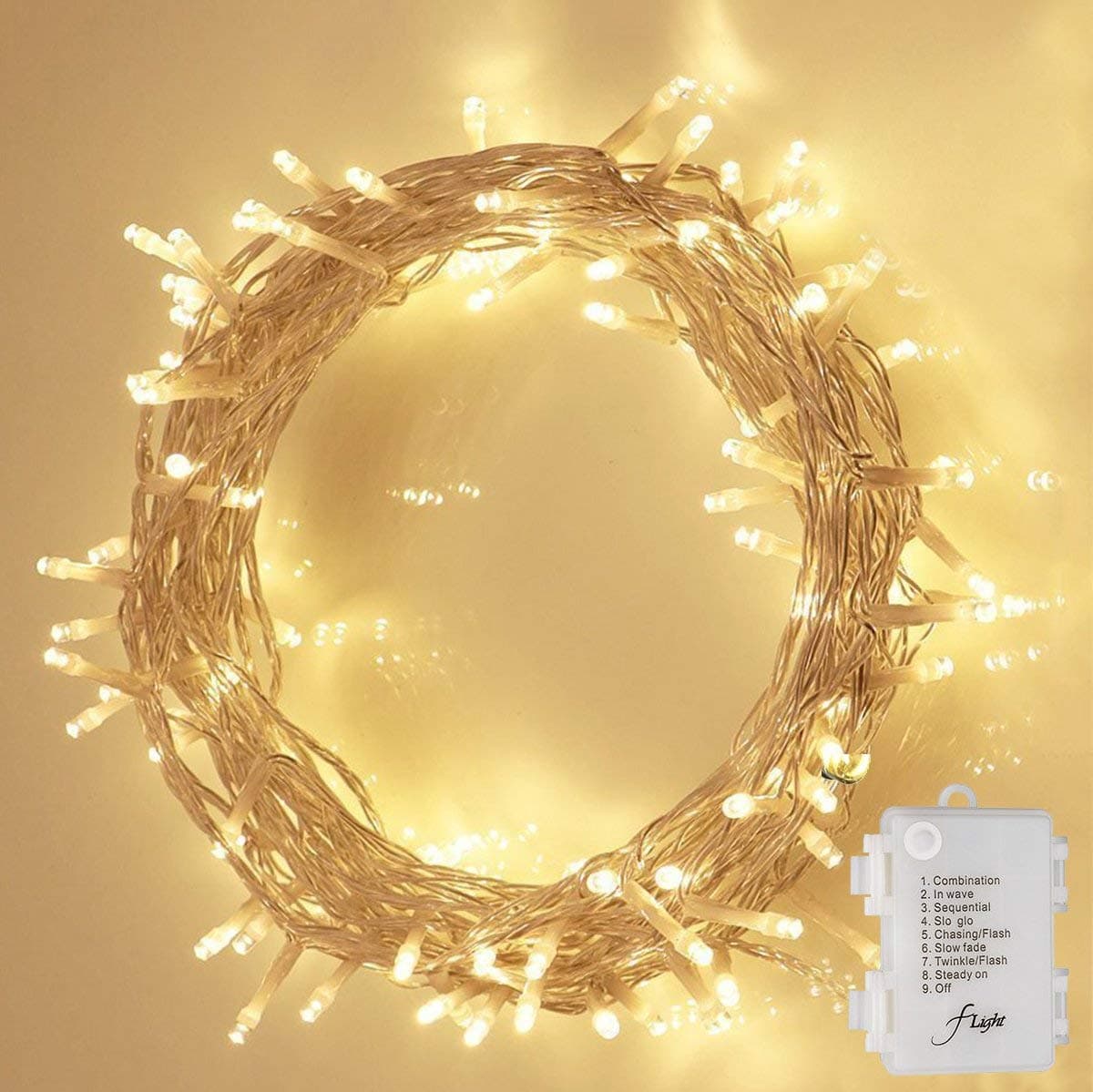 ASENEK Christmas String Lights, 8 Modes 3AA Battery-Operated Powered 33ft 100LED Waterproof Decorative Fairy LED Light for Seasonal Holiday,Patio,Yard