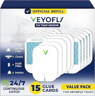 Fly Trap Indoor Refill, Fruit Fly Traps for Indoors, Gnat Traps for House Indoor, Fly Catcher, Fly Trap, Plug in Catch for Fruit Flies, Moths, Gnats, Mosquito Trap (Pack of 15 Refills)